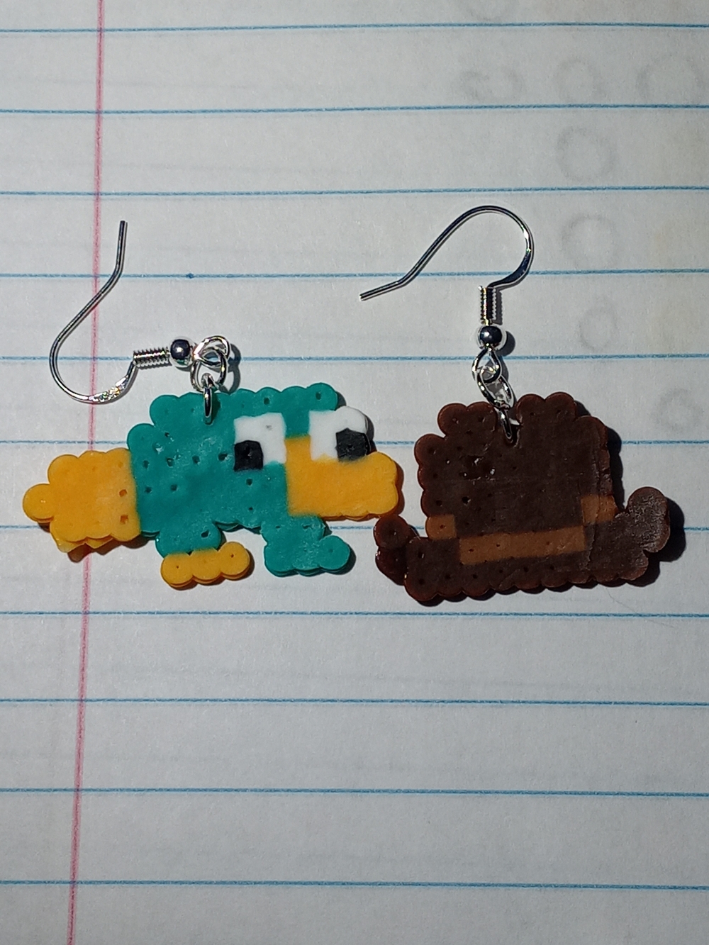 Handmade Teal and Brown Pixel Earrings - Kids Toys Accessory